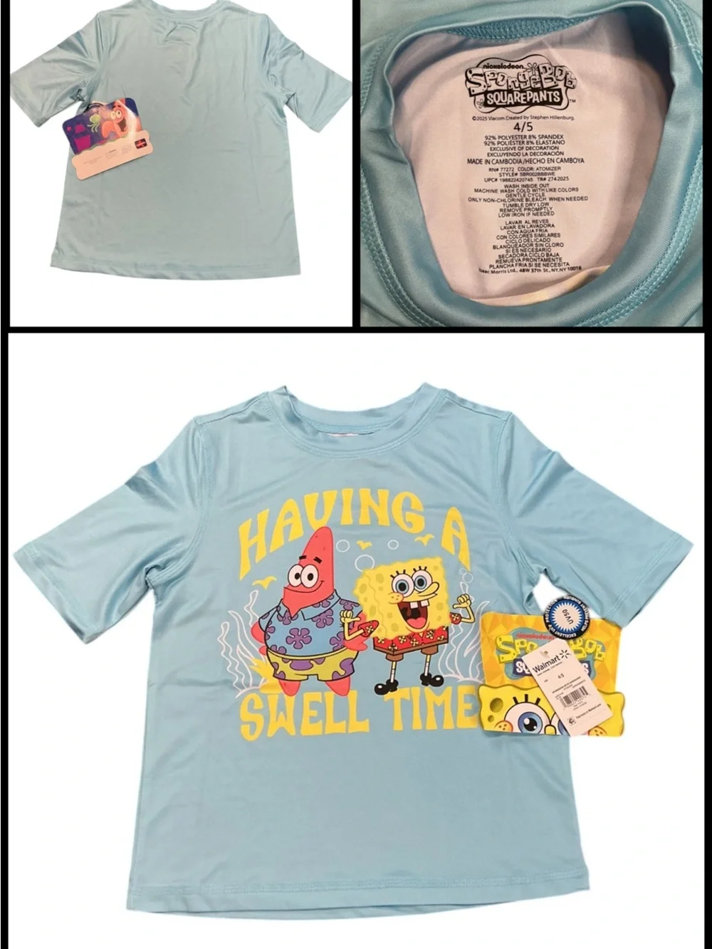 💟SpongeBob Squarepants Light Blue Rashguard